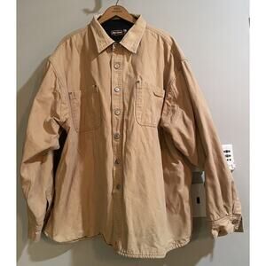 Jesse James Shirt Jacket Workwear‎ Cotton Canvas Fleece Lined Snap Up 3XL